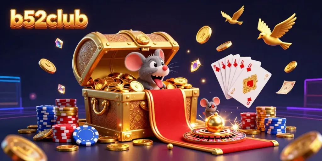 Engage with the vibrant b52club treasure chest scene surrounded by dazzling casino elements.