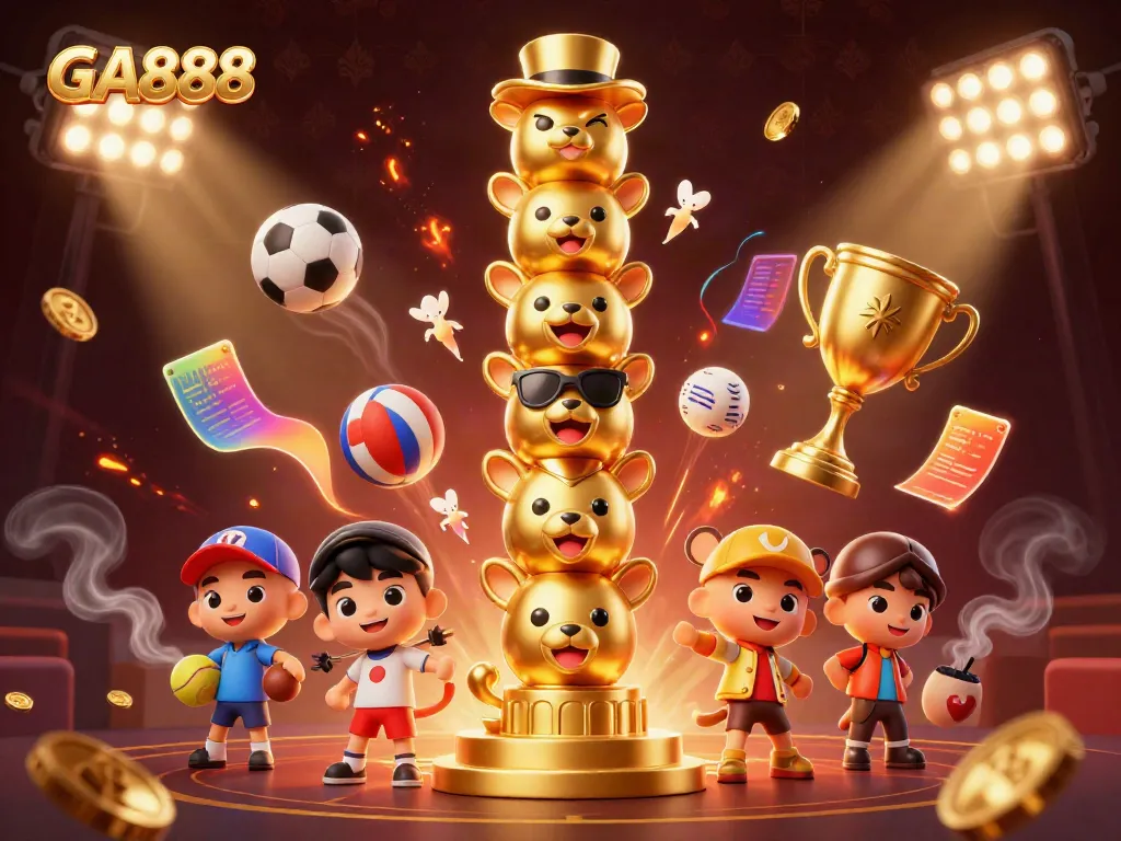 Experience thrilling betting moments with GA888, featuring colorful sports elements and dynamic action.