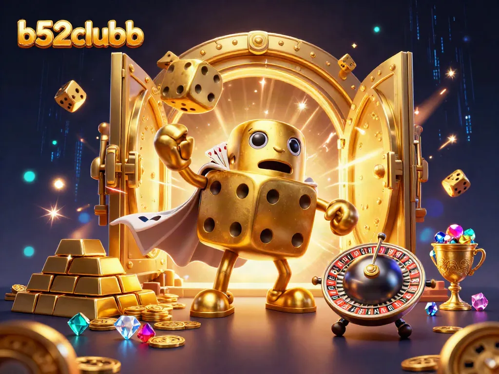 Battling with golden dice and featured characters, b52clubb showcases vibrant casino excitement.