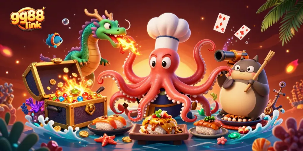 Experience the excitement and vibrant action at gg88 link with a lively casino-themed 3D illustration.