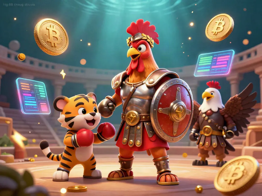 Engage in gaming excitement with tg88 trang chủ, where the gladiator rooster and tiger cub collide in a crypto-themed colosseum.