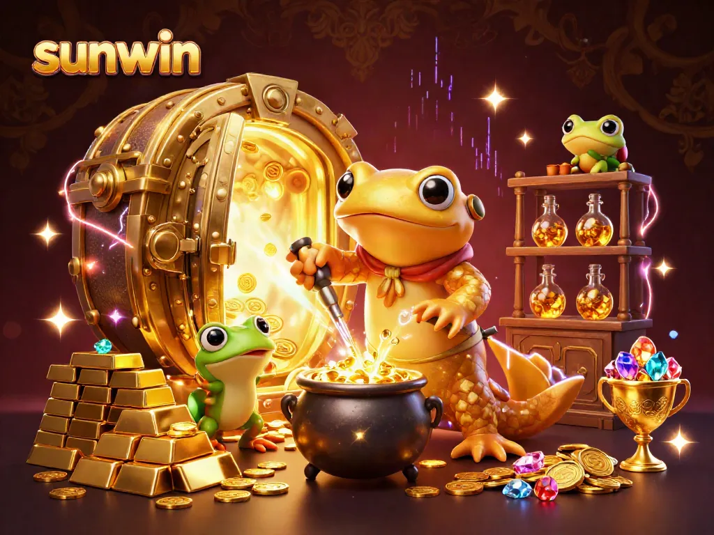 Engage with sunwin's vibrant online gaming world featuring a golden salamander alchemist in a magical scene.