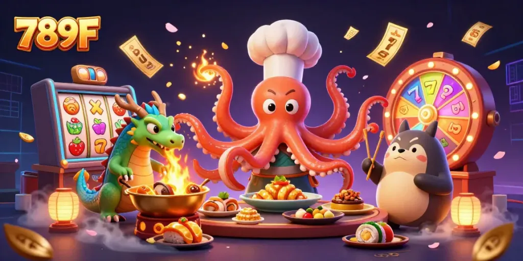 Experience the excitement of 789F with a vibrant casino scene featuring dynamic jackpot elements and colorful characters.