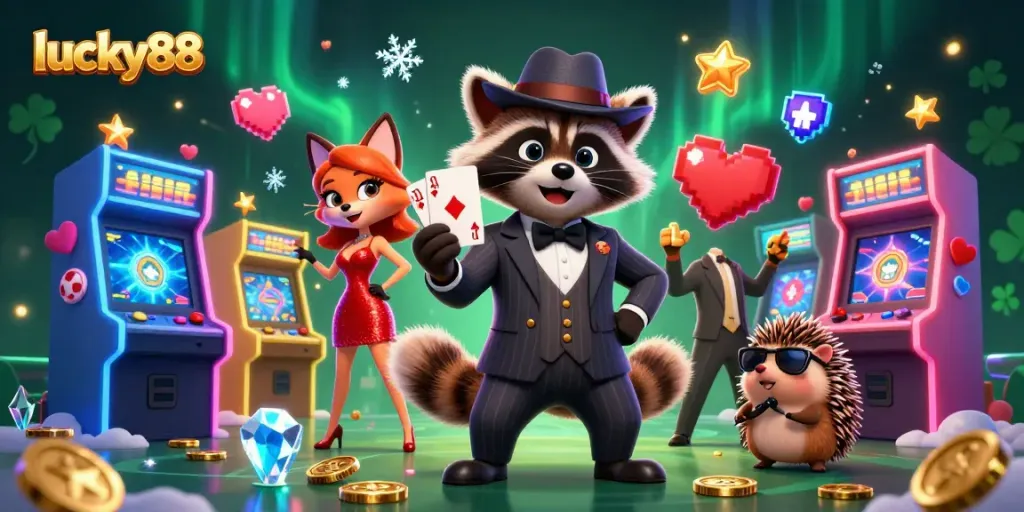 Experience exciting jackpots at lucky88 while surrounded by dynamic gaming elements and charming characters.