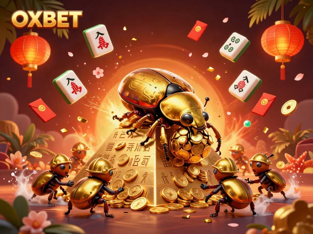 Experience the thrill of OXBET with vibrant casino-themed 3D illustration featuring dynamic gaming elements.